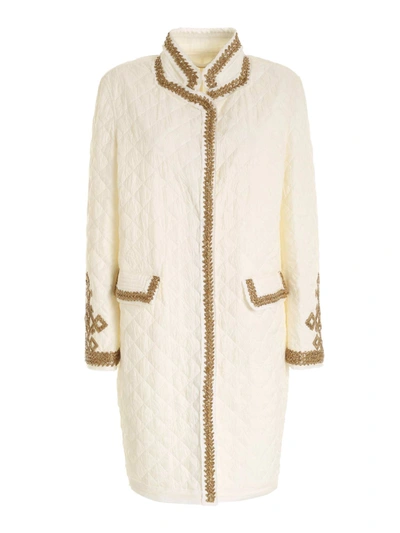 Shop Ermanno Scervino Trimmings Coat In White