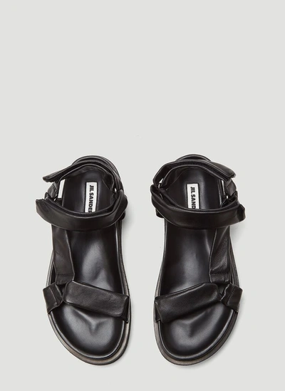 Shop Jil Sander Strapped Flat Sandals In Black