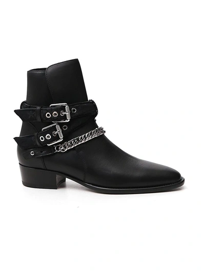 Shop Amiri Chain Detail Ankle Boots In Black