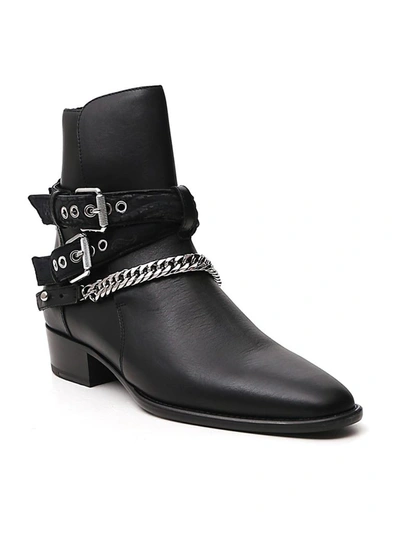 Shop Amiri Chain Detail Ankle Boots In Black