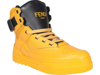 Shop Fendi Logo High In Yellow