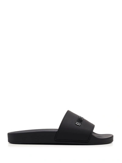 Shop Balenciaga Piscine Slide Sandals In Black