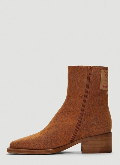 Shop Y/project Denim Ankle Boots In Brown