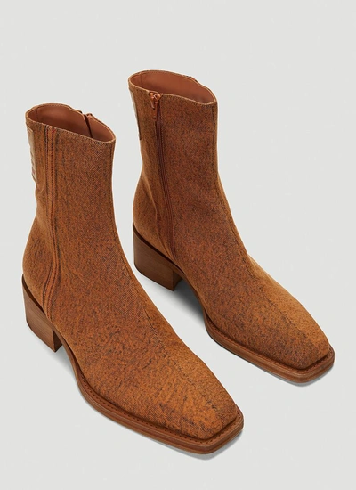 Shop Y/project Denim Ankle Boots In Brown