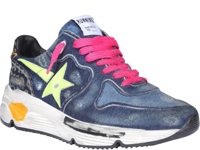 Shop Golden Goose Deluxe Brand Denim Running Sole Sneakers In Blue