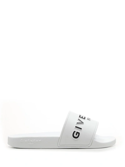 Shop Givenchy Signature Logo Slides In White