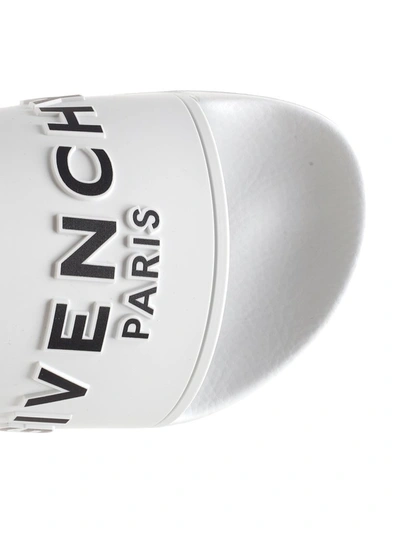 Shop Givenchy Signature Logo Slides In White