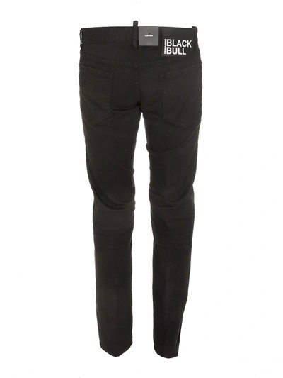 Shop Dsquared2 Slim Black Bull Jeans In Black