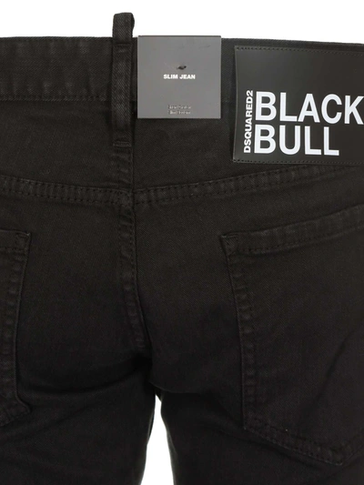 Shop Dsquared2 Slim Black Bull Jeans In Black