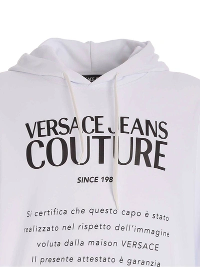 Shop Versace Jeans Couture Logo Label Print Sweatshirt In White