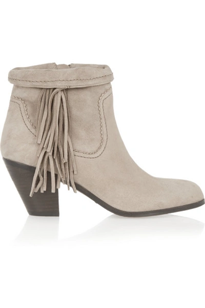 Sam Edelman Louie Fringed Suede Ankle Boots In Neutrals
