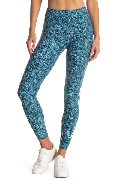 Shop 2xu Mid Rise Printed Compression Tights In Rain Spot Ocean Teal/white