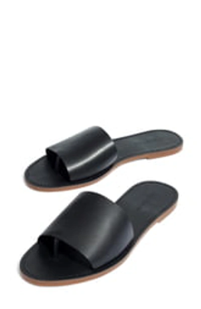 Shop Madewell Boardwalk Post Slide Sandal In True Black