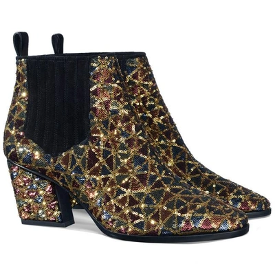 Shop Roger Vivier Skyscraper Glitter Ankle Boots In Silk Satin And Sequins