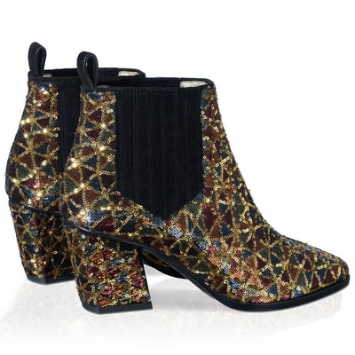 Shop Roger Vivier Skyscraper Glitter Ankle Boots In Silk Satin And Sequins