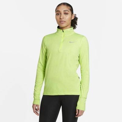 Shop Nike Element Women's 1/2-zip Running Top In Volt,barely Volt,heather