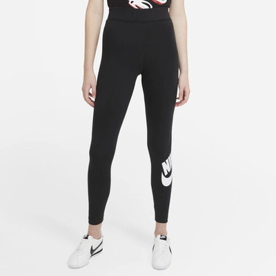 Shop Nike Women's  Sportswear Essential High-waisted Logo Leggings In Black