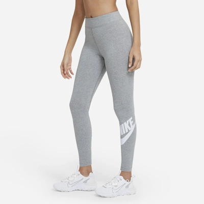 Shop Nike Women's  Sportswear Essential High-waisted Logo Leggings In Gray