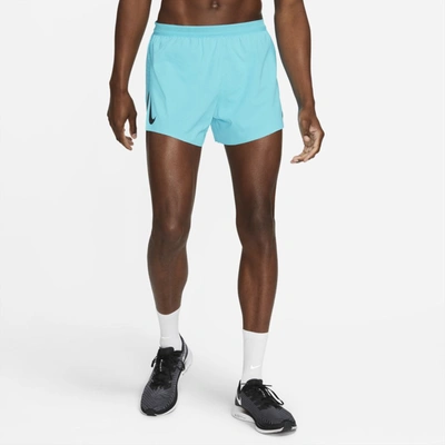 Shop Nike Aeroswift Men's 4" Running Shorts In Chlorine Blue,black