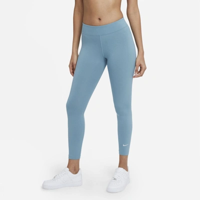 Shop Nike Sportswear Essential Women's 7/8 Mid-rise Leggings In Cerulean,white