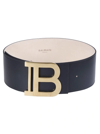 Shop Balmain Logo Plaque Belt In Black