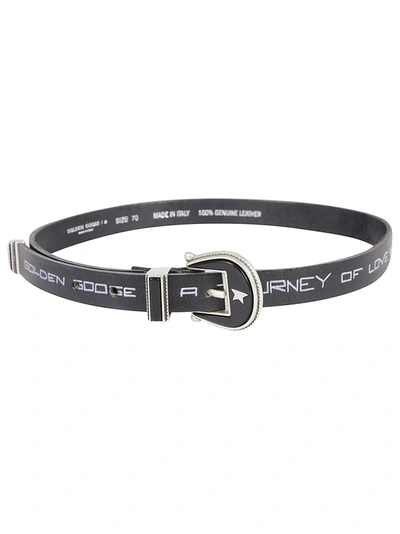 Shop Golden Goose Rodeo Washed Leather Serigraph Belt In Black