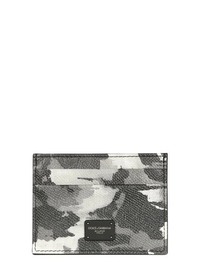 Shop Dolce & Gabbana Card Holder With Camoflauge Print And Logo In Multicolor