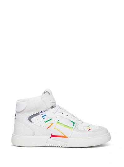 Shop Valentino Mid-top Vl7n Sneakers In White Leather