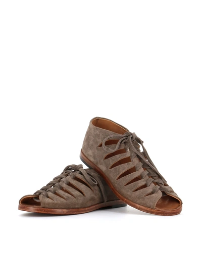 Alberto Fasciani Lace-up Suede Gladiator Sandals In Grey