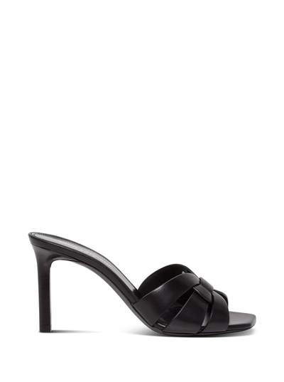 Shop Saint Laurent Tribute Sandals In Black Leather