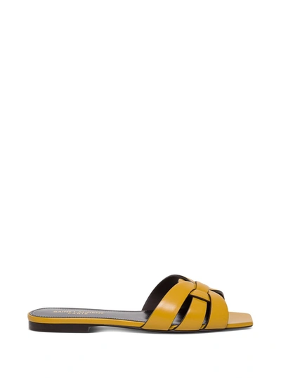 Shop Saint Laurent Nu Pieds 05 Tribute Leather Mules In Yellow