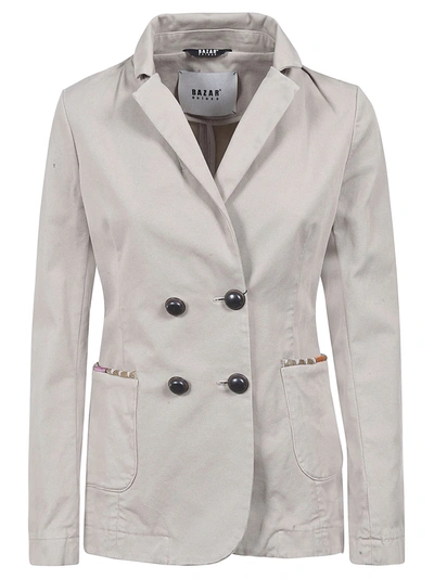 Shop Bazar Deluxe Double-breasted Jacket In Ivory