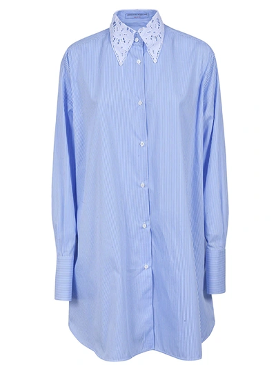 Shop Ermanno Scervino Flared Stripe Long Shirt Dress In White