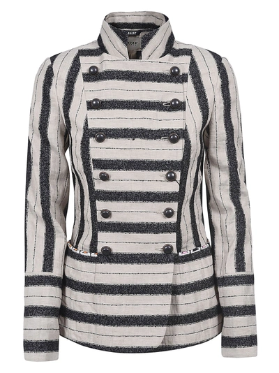 Shop Bazar Deluxe Double-breasted Stripe Patterned Jacket In Beige