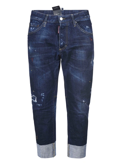 Shop Dsquared2 Rear Patched Cropped Jeans In Blue