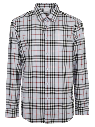 Shop Burberry Montenapoleone Shirt In Pale Blue/ip Check
