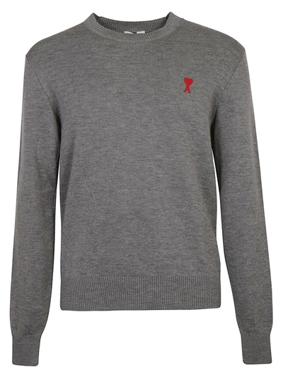 Shop Ami Alexandre Mattiussi Ami Coeur Pullover In Heather Grey