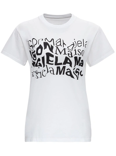Shop Maison Margiela Cotton T-shirt With Print In White