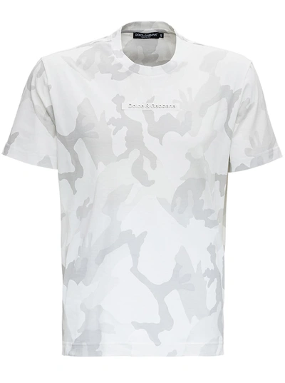 Shop Dolce & Gabbana Camouflage Jersey T-shirt With Logo In Grey