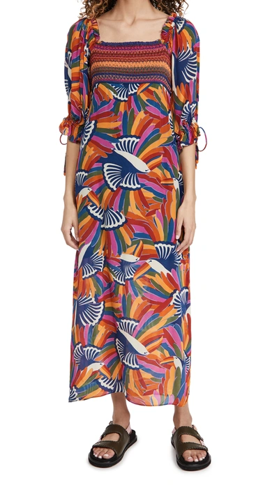 Farm Rio Rainbow Toucans Smocked Maxi Dress In Multi | ModeSens