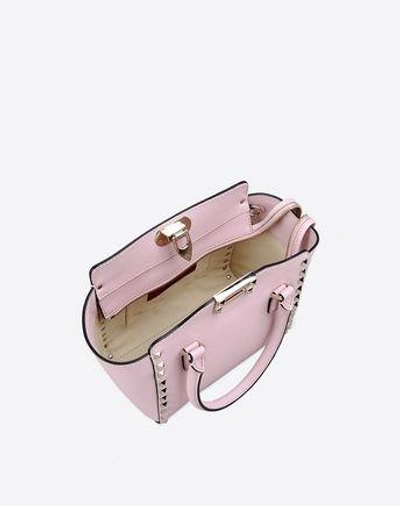 Shop Valentino Mini Rockstud Double Handle Bag In Water Rose