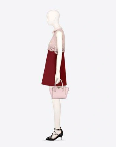 Shop Valentino Mini Rockstud Double Handle Bag In Water Rose