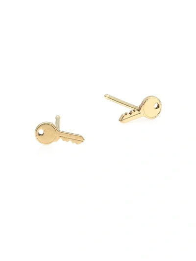 Shop Zoë Chicco 14k Gold Key Stud Earrings In Yellow
