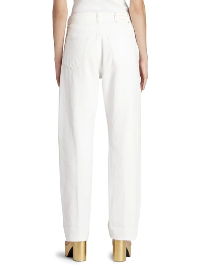 Shop Dries Van Noten Straight-leg Ribbon Detail Jeans In White