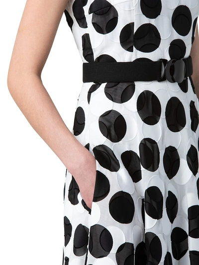 Shop Akris Punto Women's Fil Coupé Polka Dot Belted Midi Dress In Cream Black