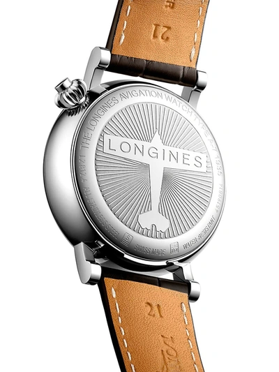 Shop Longines Men's The  Avigation Watch Type A-7 1935 41mm Stainless Steel & Alligator-strap Watch In Black