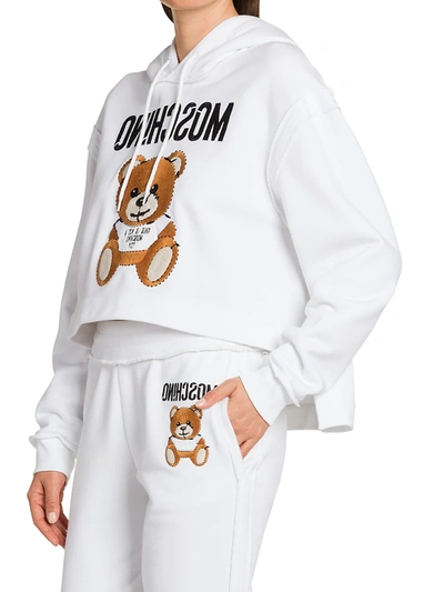 Shop Moschino Cropped Teddy Sweatshirt In Fantasy Print White