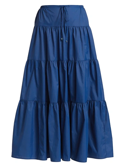 Shop Staud Lucca A-line Midi Skirt In Cobalt