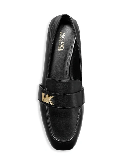 Shop Michael Michael Kors Women's Sidney Square-toe Leather Loafers In Black