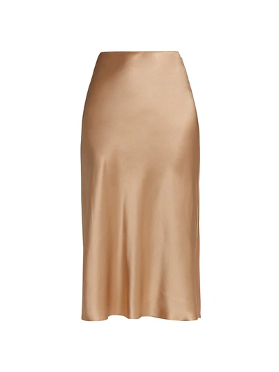 Shop Sablyn Miranda Midi Silk Skirt In Burnt Sugar